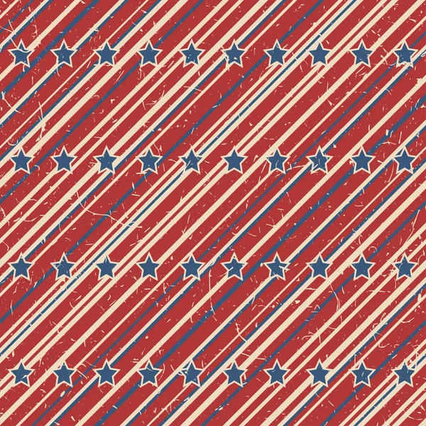 Amerykańskie Patriotyczne Gwiazdy Paski Teksturowane Bezszwowy Wzór Kolorach Vintage Tło — Wektor stockowy