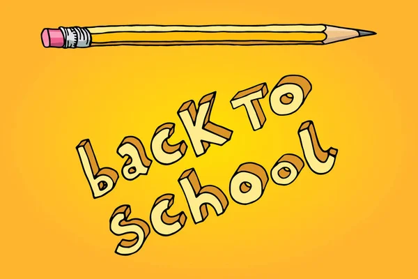 Doodle Desenhado Mão Voltar Para Escola Palavras Lápis Sobre Fundo — Vetor de Stock