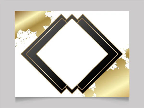 Golden White Shiny Glowing Blank Frame Gold Paint Splatter Metal — Stock Vector