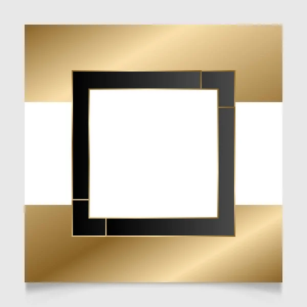 Elegante Marco Cuadrado Geométrico Brillante Dorado Blanco Brillante Oro Metal — Archivo Imágenes Vectoriales