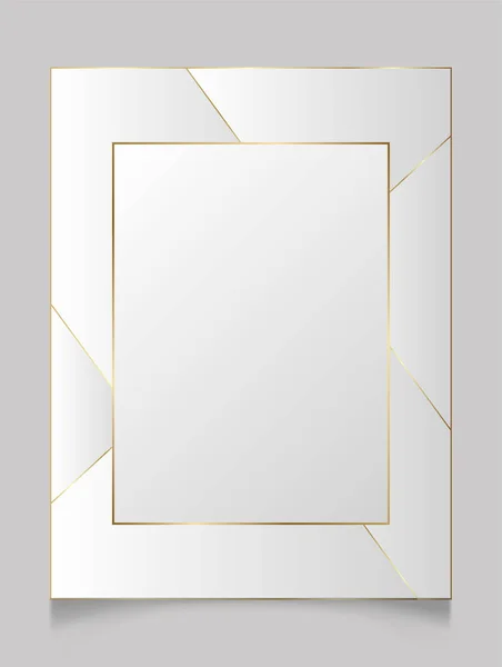 Χρυσό Λαμπερό Λαμπερό Λευκό Art Deco Πλαίσιο Πάνω Από Λευκό — Διανυσματικό Αρχείο