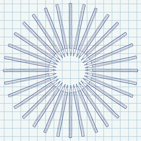 Handgezeichnete Vektor Kritzelstifte Leeren Rahmen Kunst Und Zeichnung Mit Blauer — Stockvektor
