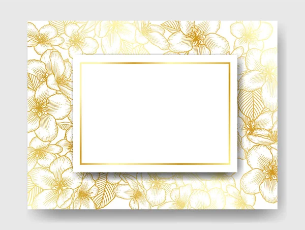 花卉婚宴请柬金质典雅卡片模板 — 图库矢量图片