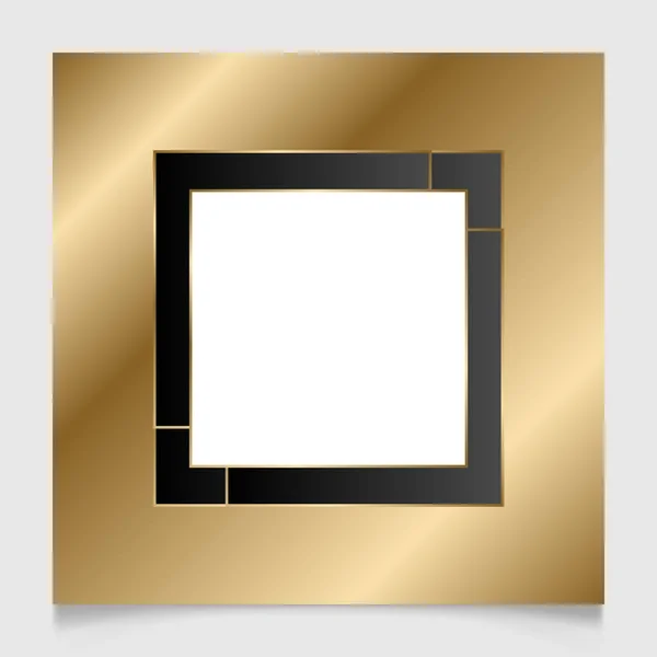 Quadro Quadrado Geométrico Brilhante Dourado Branco Elegante Ouro Metal Luxo —  Vetores de Stock