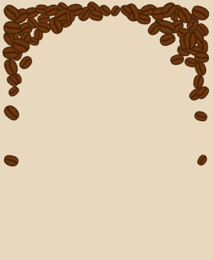 Fırınlanmış kahve çekirdekleri boş. Grafiksel kafe menü şablonu vektör illüstrasyonu.