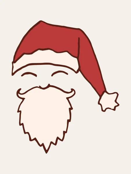 Cabeza Santa Elemento Diseño Garabatos Navidad Dibujado Mano Vacaciones Invierno — Vector de stock