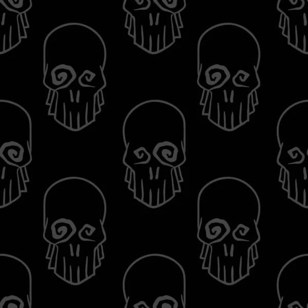 Vector Halloween Doodle Totenköpfe Nahtlose Muster Design Hintergrund Für Parteiplakate — Stockvektor