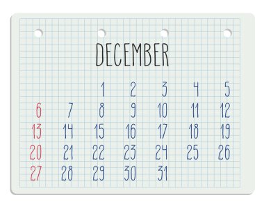 2015 yılı takvim defter sayfası