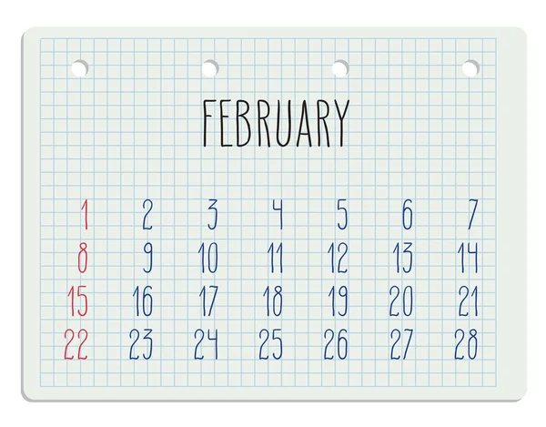 Календарь на странице ноутбука — стоковый вектор