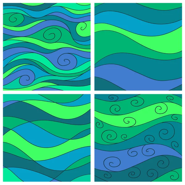 Conjunto de ondas marinas de fondo — Vector de stock