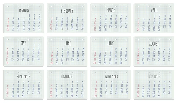 2015 ano Calendário na página do caderno — Vetor de Stock