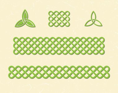 Green celtic borders and elements clipart