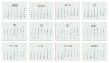 2015 yılı takvim defter sayfası