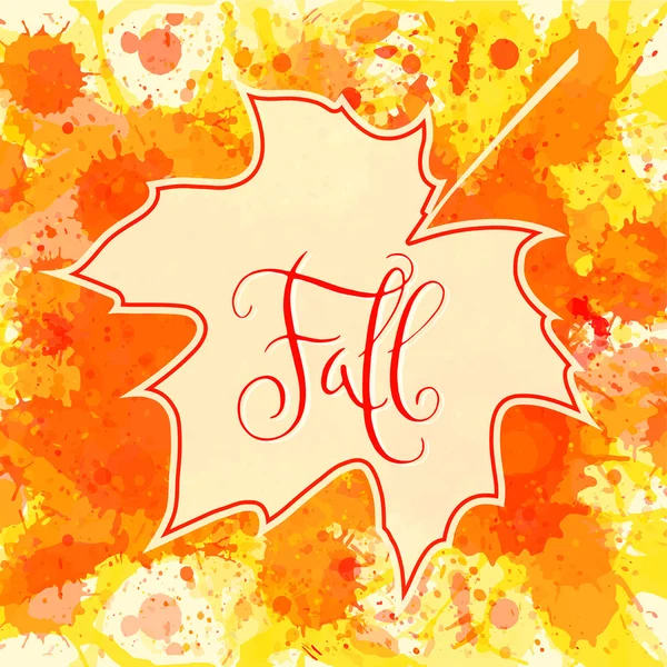 Herbst und Ahornblatt über Farbhintergrund — Stockvektor