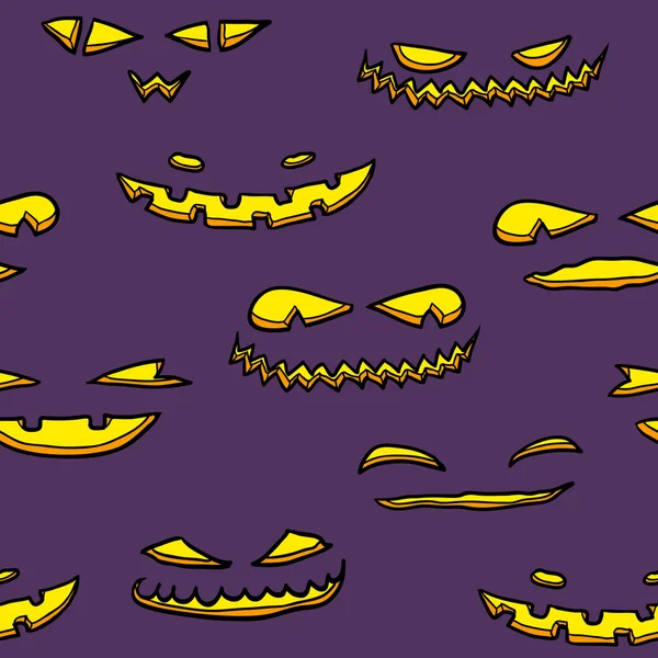Patrón de caras de calabaza Halloween . — Vector de stock