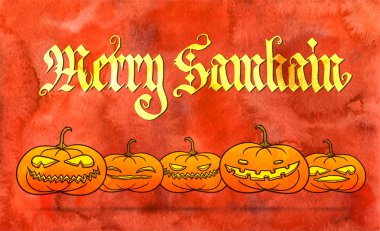 Merry Samhain greeting card clipart