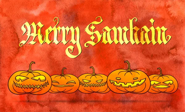 Tarjeta de felicitación Merry Samhain — Vector de stock
