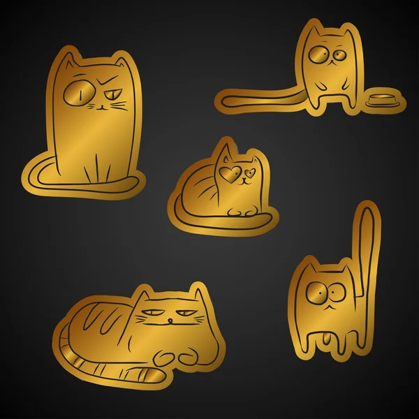 Vicces arany macskák — Stock Vector