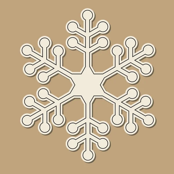 Copo de nieve de papel sobre fondo marrón — Vector de stock
