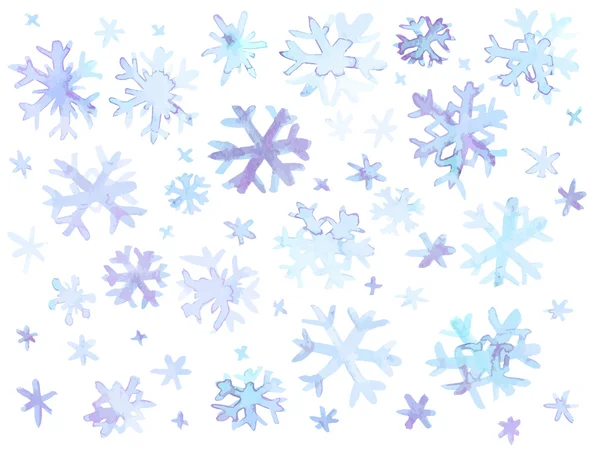 Acuarela copos de nieve fondo — Vector de stock