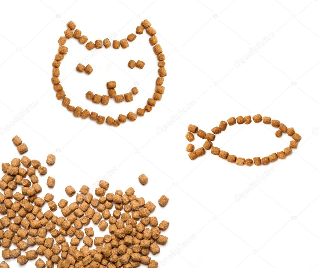 Cat food over white