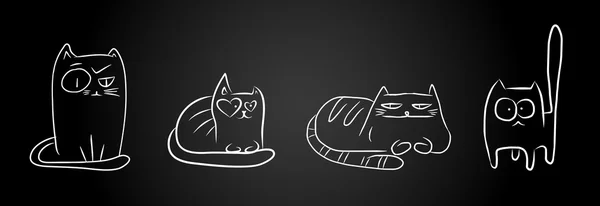 Lustige Katzen auf schwarzem Hintergrund — Stockvektor