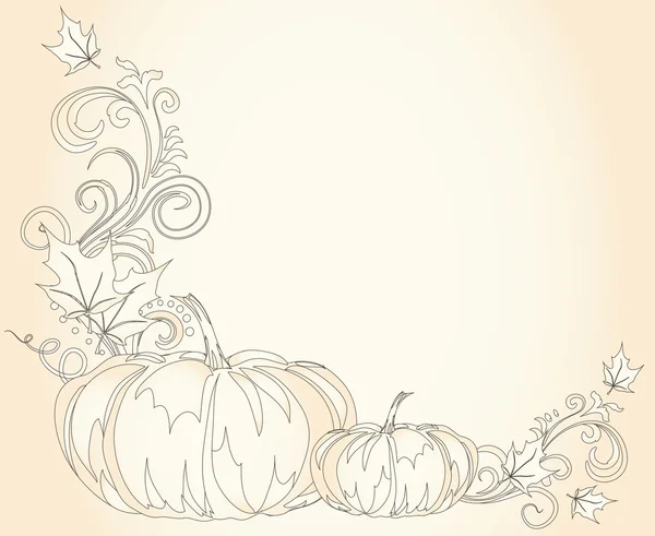 Pumpkins Thanksgiving border — Stock Vector