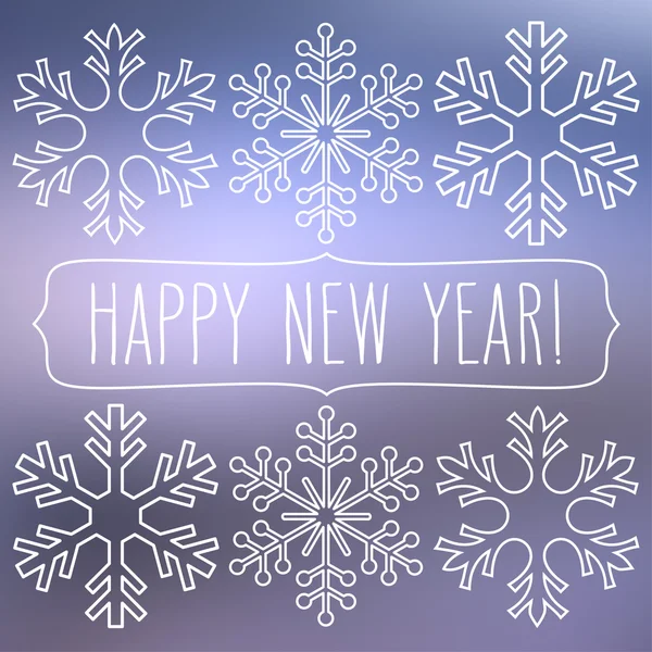 Sneeuwvlokken en Happy New Year — Stockvector