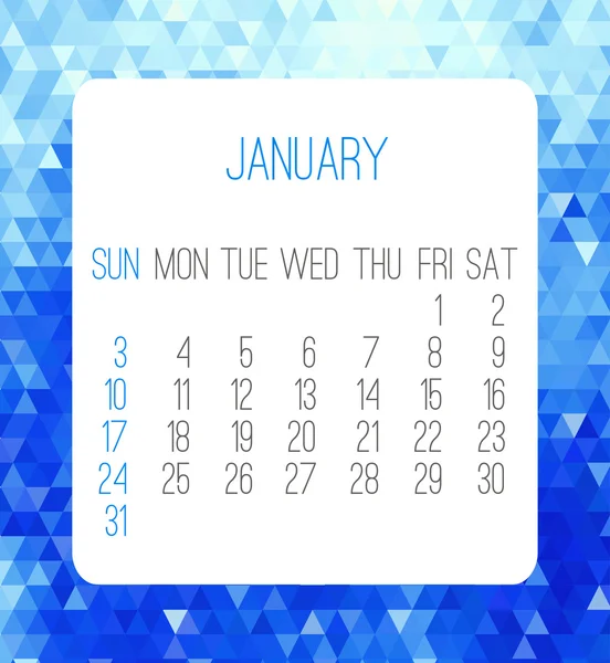 January 2016 month calendar — Stock Vector