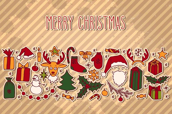 Boże Narodzenie doodle powitanie karta — Wektor stockowy
