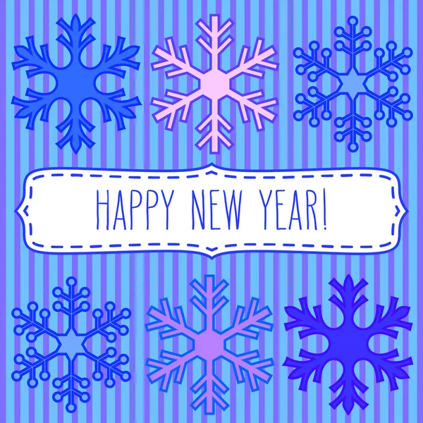 Sneeuwvlokken frame en nieuwe jaar groeten — Stockvector