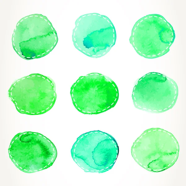 Círculos aquarela tracejado verde — Vetor de Stock