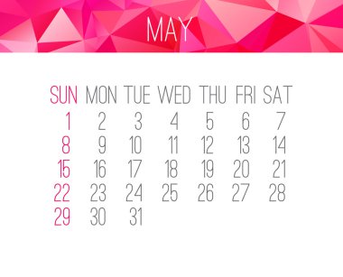 Mayıs 2016 aylık takvim