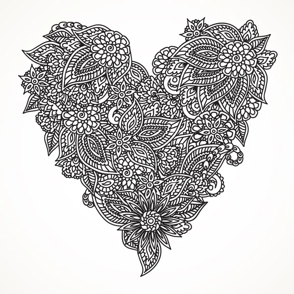 Black ornate heart — Stock Vector