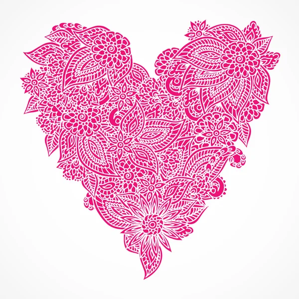 Pink ornate heart — Stock Vector