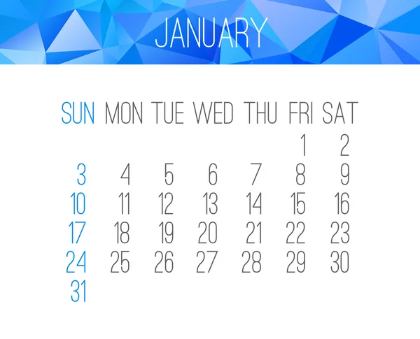 Kalender Januar 2016 — Stockvektor