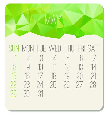 Mayıs 2016 aylık takvim