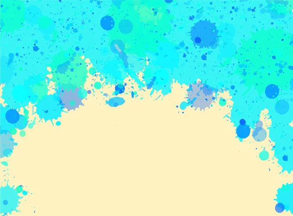 Pintura aquarela azul salpicos quadro — Vetor de Stock