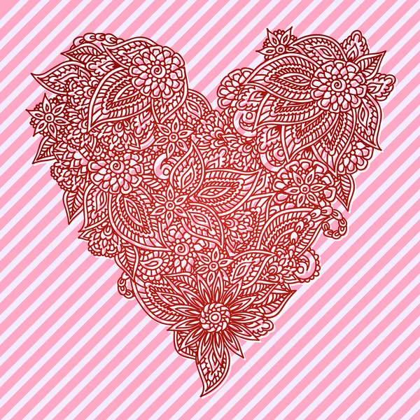 Red ornate heart — Stock Vector