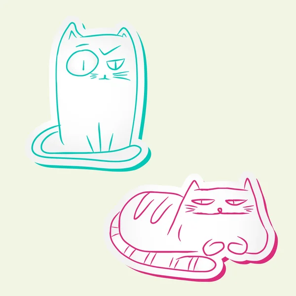 Funny outline cats — Stock Vector