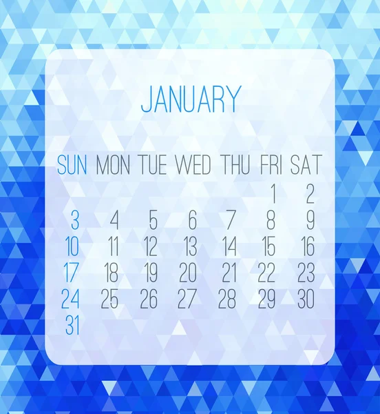 Januar 2016 Monatskalender — Stockvektor