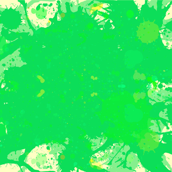 Green watercolor paint splashes background