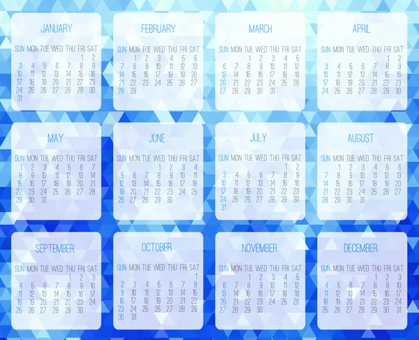 Jahr 2016 monatlicher Kalender — Stockvektor