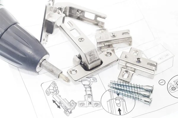 Concealed hinge mounting instruction — Stock Image Concealed hinge mounting instruction Stock Picture