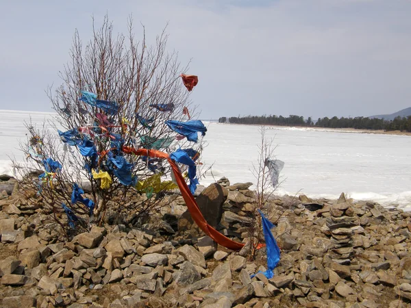 Lago Baikal cubierto de hielo. Primavera . — Foto de Stock