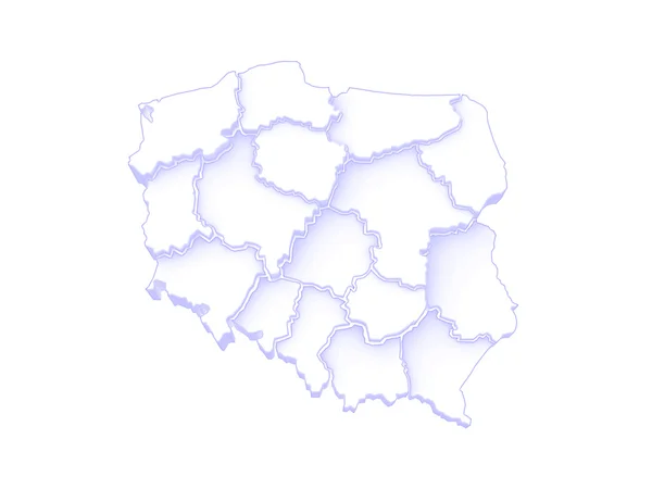 Three-dimensional map of Poland. — Stock Photo, Image