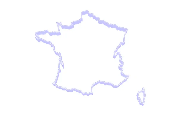 Trojrozměrná mapa Francie. — Stock fotografie