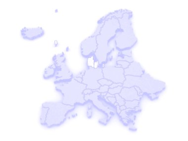 kaart van Europa en die voor Denemarken.