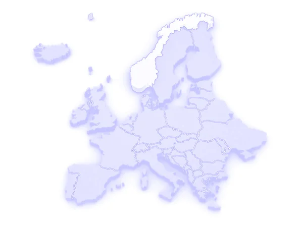 Avrupa ve Norveç Haritasıヨーロッパ地図とノルウェー. — Stok fotoğraf