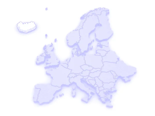 Mapa Evropy a Islandu. — Stock fotografie